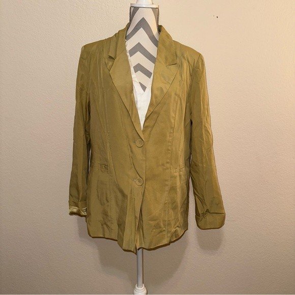 NWT Anthro Mon Renn Leone Khaki Notch Collar Long Sleeve Blazer Jacket XXL - Picture 16 of 17